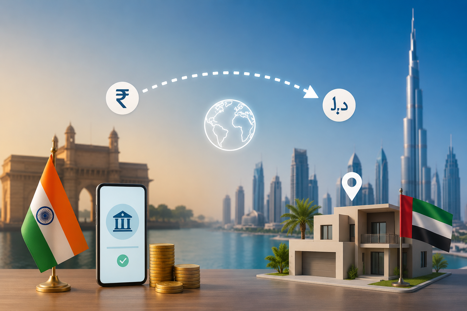 india to dubai leagally monry transfer for property buying